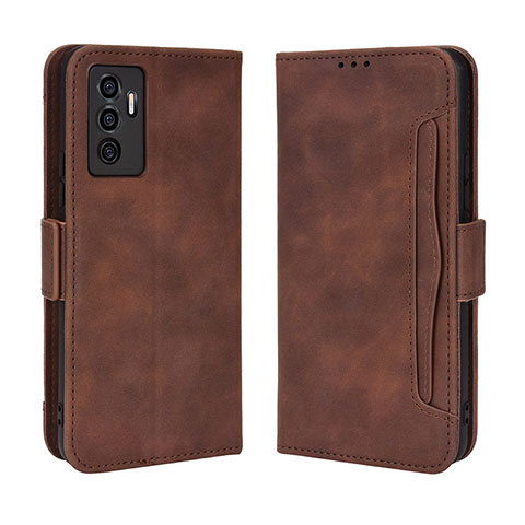 Coque Portefeuille Livre Cuir Etui Clapet BY3 pour Vivo Y75 4G Marron