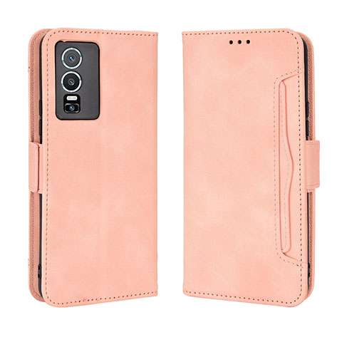 Coque Portefeuille Livre Cuir Etui Clapet BY3 pour Vivo Y76 5G Rose