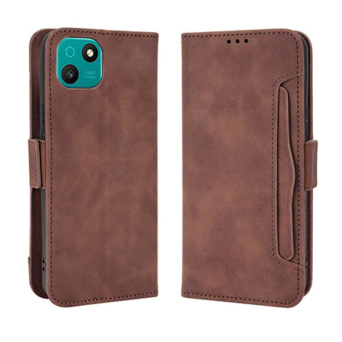 Coque Portefeuille Livre Cuir Etui Clapet BY3 pour Wiko T10 Marron