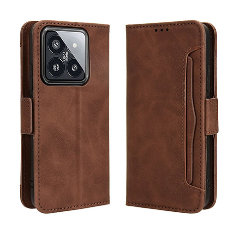 Coque Portefeuille Livre Cuir Etui Clapet BY3 pour Xiaomi Mi 14 5G Marron