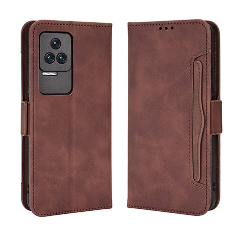 Coque Portefeuille Livre Cuir Etui Clapet BY3 pour Xiaomi Poco F4 5G Marron