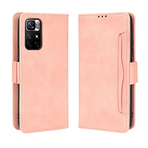 Coque Portefeuille Livre Cuir Etui Clapet BY3 pour Xiaomi Poco M4 Pro 5G Rose