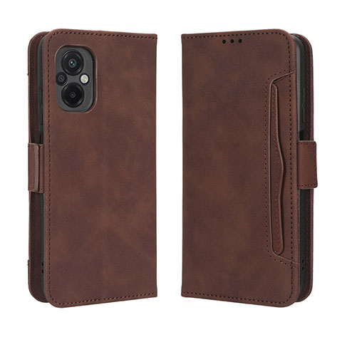 Coque Portefeuille Livre Cuir Etui Clapet BY3 pour Xiaomi Poco M5 4G Marron