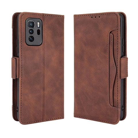 Coque Portefeuille Livre Cuir Etui Clapet BY3 pour Xiaomi Poco X3 GT 5G Marron