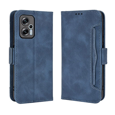 Coque Portefeuille Livre Cuir Etui Clapet BY3 pour Xiaomi Poco X4 GT 5G Bleu