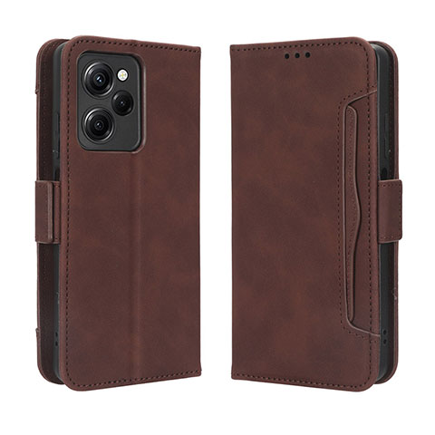 Coque Portefeuille Livre Cuir Etui Clapet BY3 pour Xiaomi Poco X5 Pro 5G Marron