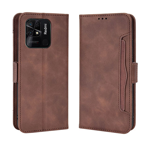 Coque Portefeuille Livre Cuir Etui Clapet BY3 pour Xiaomi Redmi 10 India Marron