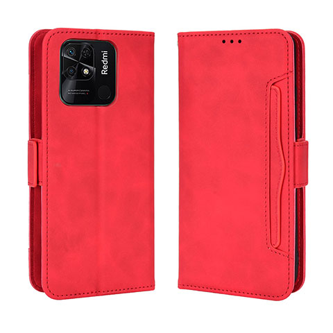 Coque Portefeuille Livre Cuir Etui Clapet BY3 pour Xiaomi Redmi 10C 4G Rouge
