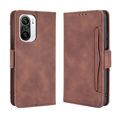 Coque Portefeuille Livre Cuir Etui Clapet BY3 pour Xiaomi Redmi K40 Pro 5G Marron