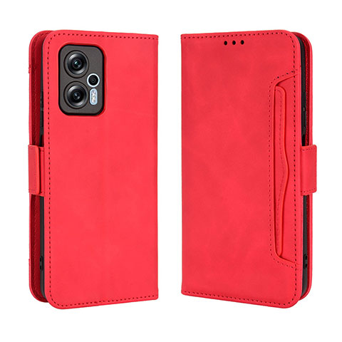 Coque Portefeuille Livre Cuir Etui Clapet BY3 pour Xiaomi Redmi K50i 5G Rouge