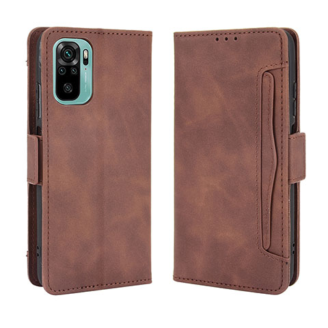 Coque Portefeuille Livre Cuir Etui Clapet BY3 pour Xiaomi Redmi Note 10 4G Marron