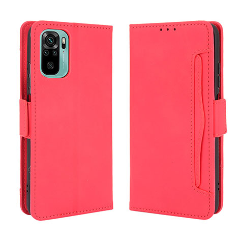 Coque Portefeuille Livre Cuir Etui Clapet BY3 pour Xiaomi Redmi Note 10 4G Rouge