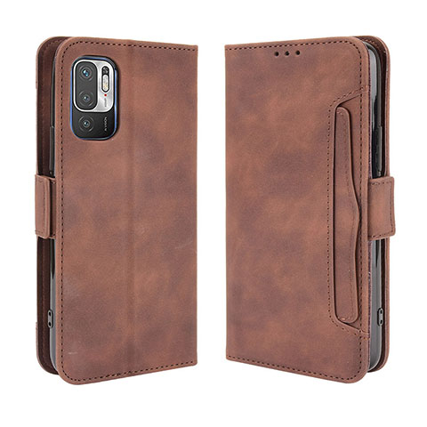 Coque Portefeuille Livre Cuir Etui Clapet BY3 pour Xiaomi Redmi Note 10 JE 5G Marron