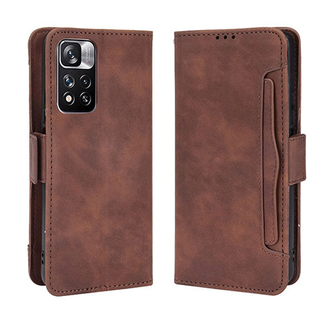 Coque Portefeuille Livre Cuir Etui Clapet BY3 pour Xiaomi Redmi Note 11 Pro+ Plus 5G Marron