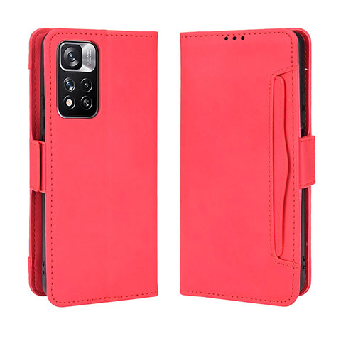 Coque Portefeuille Livre Cuir Etui Clapet BY3 pour Xiaomi Redmi Note 11 Pro+ Plus 5G Rouge