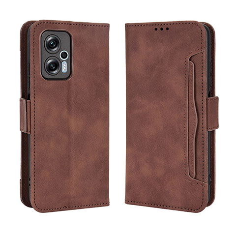 Coque Portefeuille Livre Cuir Etui Clapet BY3 pour Xiaomi Redmi Note 11T Pro 5G Marron