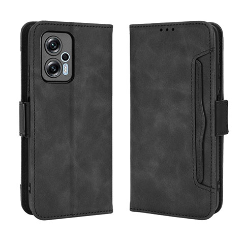 Coque Portefeuille Livre Cuir Etui Clapet BY3 pour Xiaomi Redmi Note 11T Pro+ Plus 5G Noir