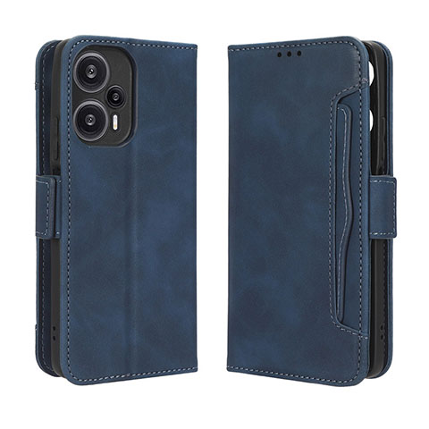 Coque Portefeuille Livre Cuir Etui Clapet BY3 pour Xiaomi Redmi Note 12 Turbo 5G Bleu