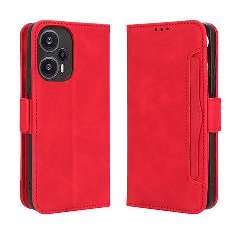 Coque Portefeuille Livre Cuir Etui Clapet BY3 pour Xiaomi Redmi Note 12 Turbo 5G Rouge