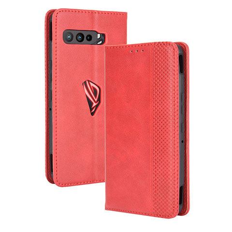 Coque Portefeuille Livre Cuir Etui Clapet BY4 pour Asus ROG Phone 3 Rouge