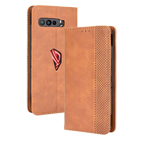 Coque Portefeuille Livre Cuir Etui Clapet BY4 pour Asus ROG Phone 3 Strix ZS661KS Marron