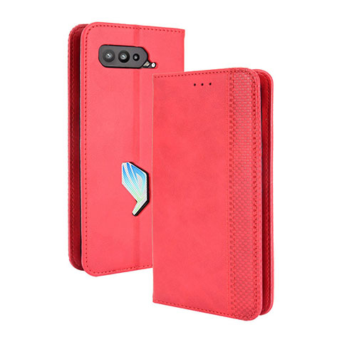 Coque Portefeuille Livre Cuir Etui Clapet BY4 pour Asus ROG Phone 5 Pro Rouge