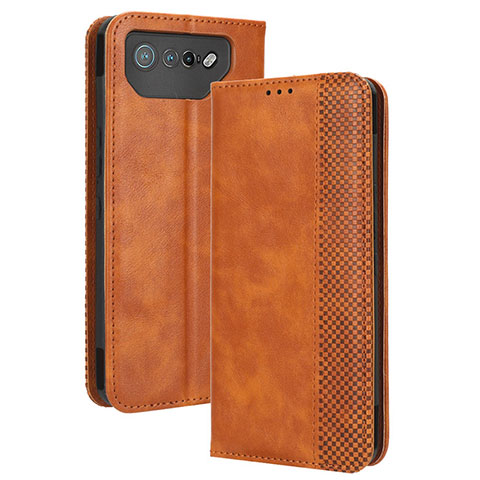 Coque Portefeuille Livre Cuir Etui Clapet BY4 pour Asus ROG Phone 7 Ultimate Marron