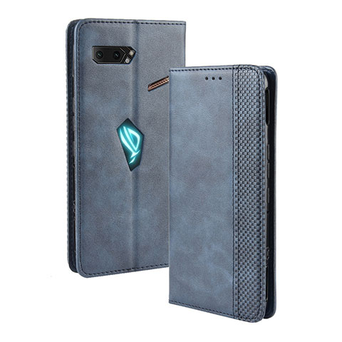 Coque Portefeuille Livre Cuir Etui Clapet BY4 pour Asus ROG Phone II ZS660KL Bleu