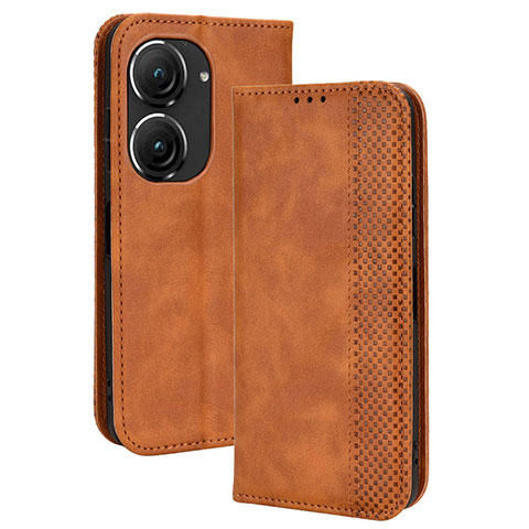 Coque Portefeuille Livre Cuir Etui Clapet BY4 pour Asus ZenFone 10 Marron