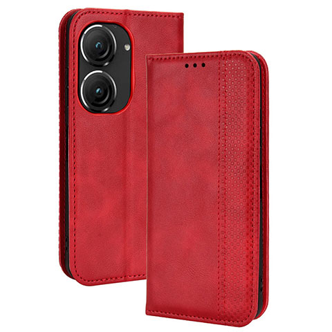 Coque Portefeuille Livre Cuir Etui Clapet BY4 pour Asus ZenFone 10 Rouge