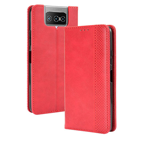 Coque Portefeuille Livre Cuir Etui Clapet BY4 pour Asus Zenfone 7 Pro ZS671KS Rouge