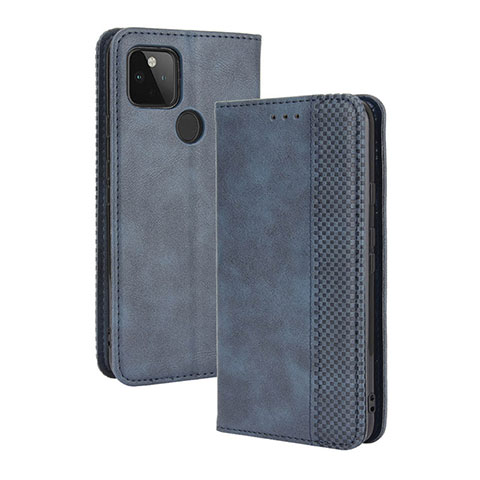 Coque Portefeuille Livre Cuir Etui Clapet BY4 pour Google Pixel 4a 5G Bleu