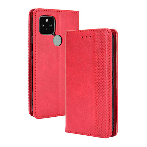 Coque Portefeuille Livre Cuir Etui Clapet BY4 pour Google Pixel 5 Rouge