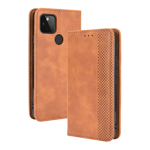 Coque Portefeuille Livre Cuir Etui Clapet BY4 pour Google Pixel 5 XL 5G Marron