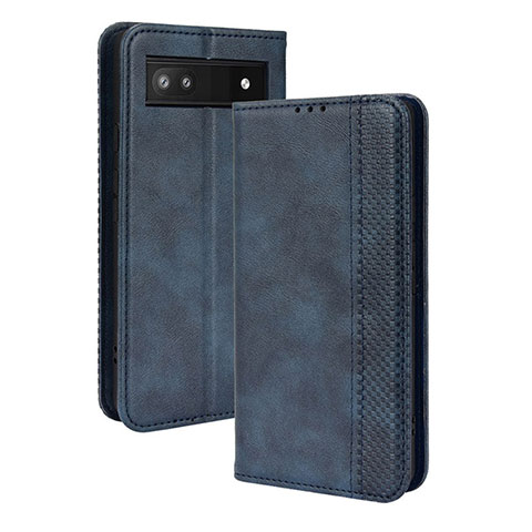 Coque Portefeuille Livre Cuir Etui Clapet BY4 pour Google Pixel 6a 5G Bleu