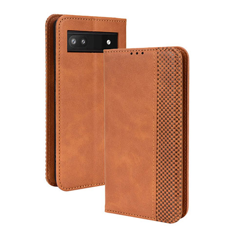 Coque Portefeuille Livre Cuir Etui Clapet BY4 pour Google Pixel 6a 5G Marron