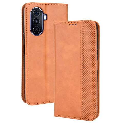 Coque Portefeuille Livre Cuir Etui Clapet BY4 pour Huawei Enjoy 50 Marron