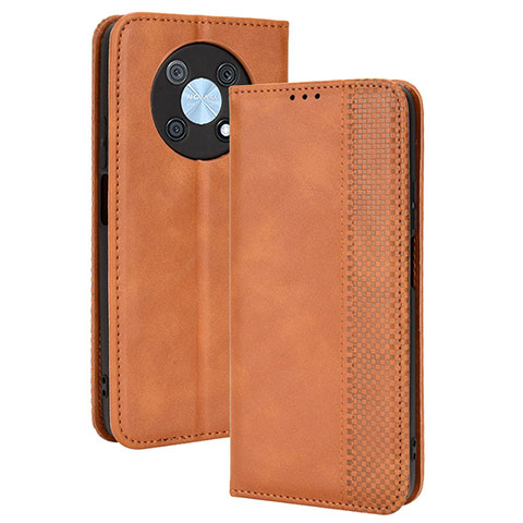 Coque Portefeuille Livre Cuir Etui Clapet BY4 pour Huawei Enjoy 50 Pro Marron