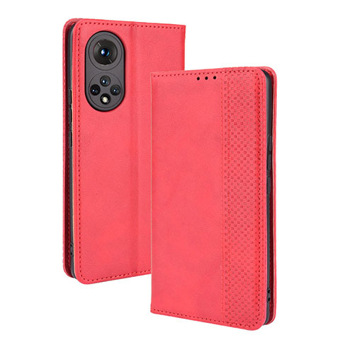 Coque Portefeuille Livre Cuir Etui Clapet BY4 pour Huawei Honor 50 5G Rouge