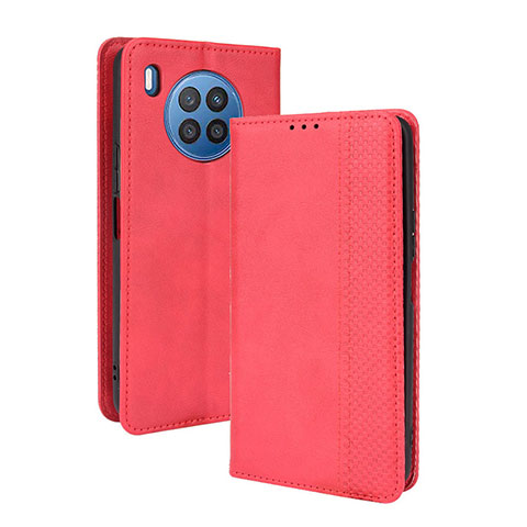 Coque Portefeuille Livre Cuir Etui Clapet BY4 pour Huawei Honor 50 Lite Rouge