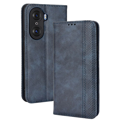 Coque Portefeuille Livre Cuir Etui Clapet BY4 pour Huawei Honor 60 Pro 5G Bleu