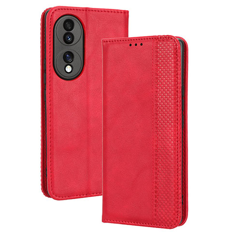 Coque Portefeuille Livre Cuir Etui Clapet BY4 pour Huawei Honor 70 5G Rouge