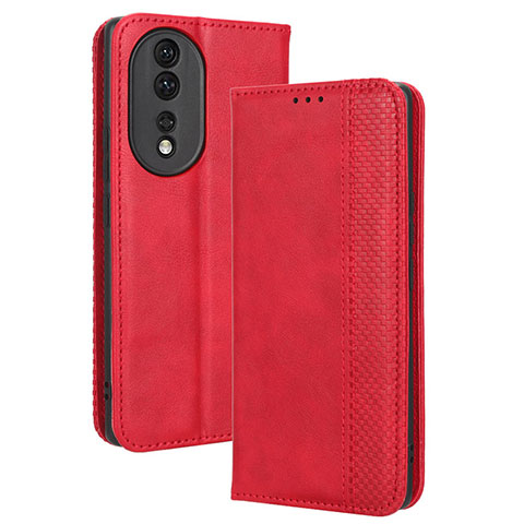 Coque Portefeuille Livre Cuir Etui Clapet BY4 pour Huawei Honor 80 5G Rouge