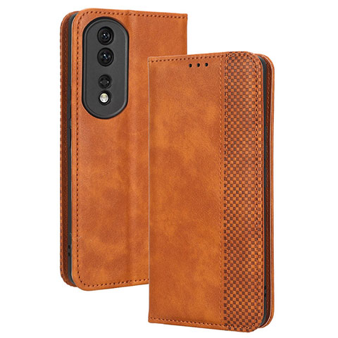 Coque Portefeuille Livre Cuir Etui Clapet BY4 pour Huawei Honor 80 Pro 5G Marron