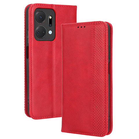 Coque Portefeuille Livre Cuir Etui Clapet BY4 pour Huawei Honor X7a Rouge