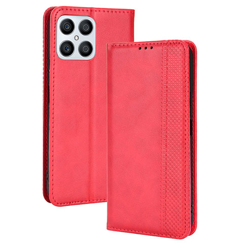 Coque Portefeuille Livre Cuir Etui Clapet BY4 pour Huawei Honor X8 4G Rouge