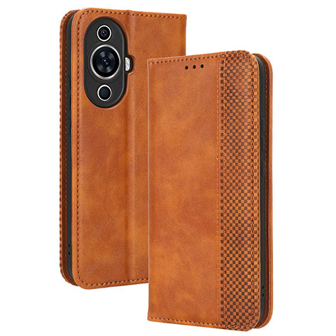 Coque Portefeuille Livre Cuir Etui Clapet BY4 pour Huawei Nova 11 Marron