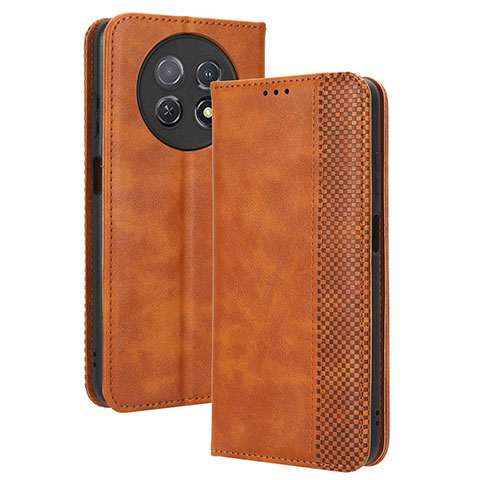 Coque Portefeuille Livre Cuir Etui Clapet BY4 pour Huawei Nova Y91 Marron