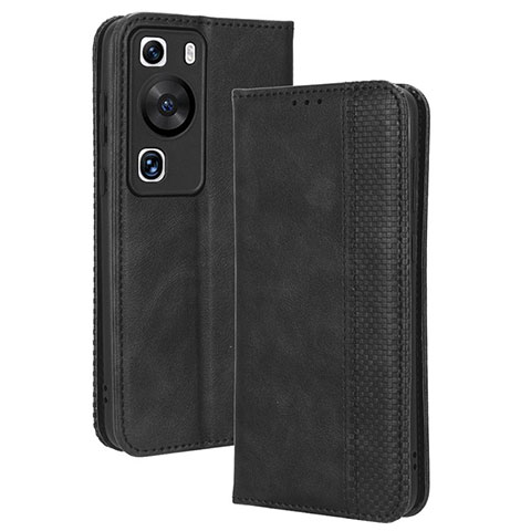 Coque Portefeuille Livre Cuir Etui Clapet BY4 pour Huawei P60 Noir