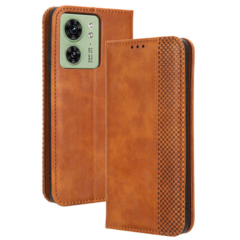 Coque Portefeuille Livre Cuir Etui Clapet BY4 pour Motorola Moto Edge (2023) 5G Marron